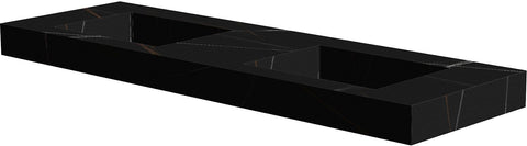 TABLET KERAMISCH MARMER PURO DUBBELE LAVABO S B160 H10 ZONDER KRAANGATEN BAMBOO BLACK