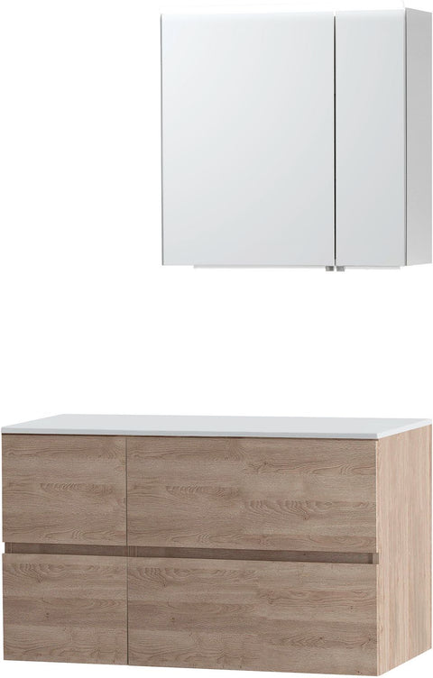 Meubel Molto eik natuur 105 voor opbouwlavabo Solid spiegelkast 70