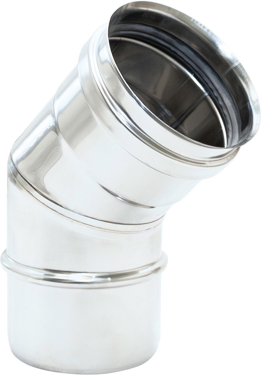 UNIFLOW BOCHT 80MM 45° INOX