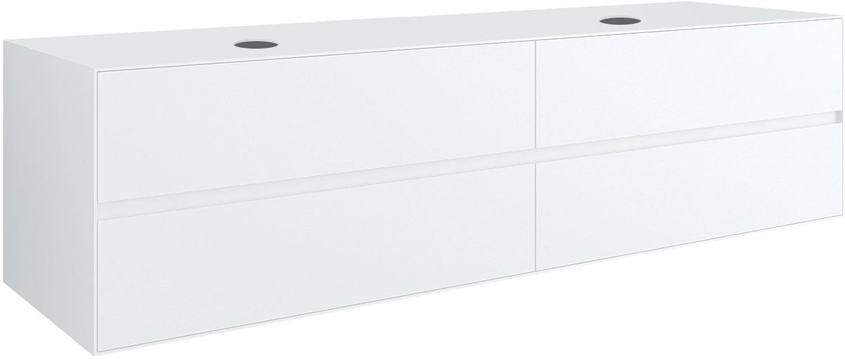 Onderbouw 4LADES+TABLET voor 2 opbouwlavabos tenso 180CM zonder kraangat wit