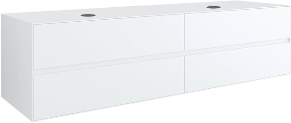 Onderbouw 4LADES+TABLET voor 2 opbouwlavabos tenso 180CM zonder kraangat wit