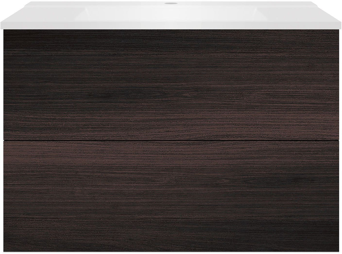 Onderbouw COFFEE 2 lades 90 eik Decor mokka+wastafel mat wit