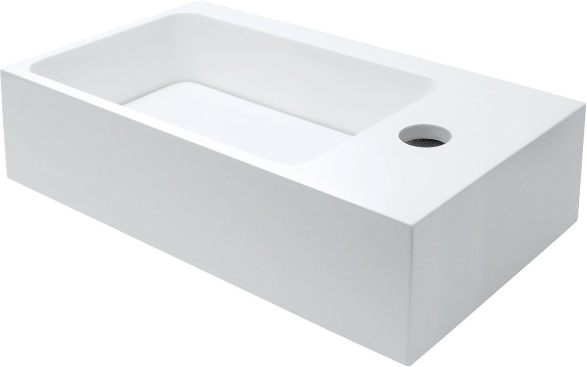 HANDENWASSER PURO 40-22CM +KRAANGAT RECHTS SOLID MAT WIT INCLUSIEF BEVESTIGING
