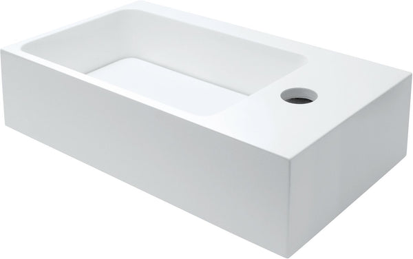 LAVE-MAINS PURO 40X22CM TROU ROBINET DROIT SOLID BLANC MAT INCLUSIF FIXATION