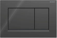 PLAQ.D.COMMANDE 2 TOUCHES SIGMA20 CARRE GEBERIT NOIR-NOIR BRILLANTE + BANDES DESIGN EN NOIRES MATES