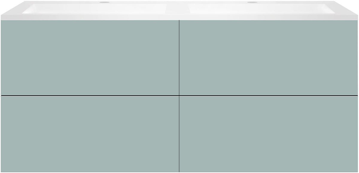 ONDERBOUW COFFEE 4 LADES 140 DUO IJSBLAUW ZACHT MAT +DUBBELE WASTAFEL KUNSTMARMER MAT WIT