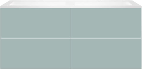 ONDERBOUW COFFEE 4 LADES 140 DUO IJSBLAUW ZACHT MAT +DUBBELE WASTAFEL KUNSTMARMER MAT WIT
