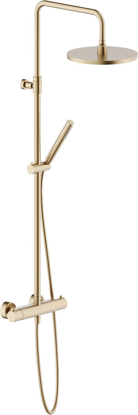 Douchezuil+thermostaat tonda 25CM nobili Miele geborsteld 16L/MIN, douchesets & douchekoppen — SKU DESCO-189392