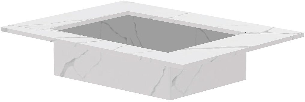 Tablet Keramisch MARMER puro lavabo S B70 H1,2 zonder kraangat white calacatta