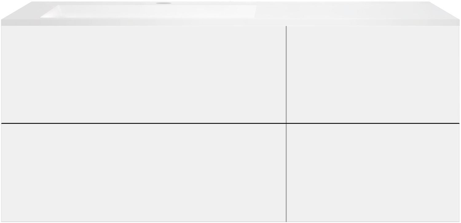 ONDERBOUW COFFEE 4 LADES 140 MAT WIT+WASTAFEL LINKS KUNSTMARMER MAT WIT