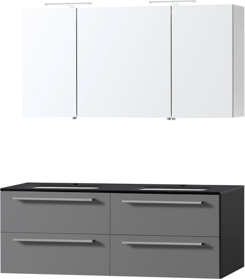 Meubel combo uni leisteen 140 bleu belge spiegelkast