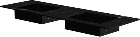 TABLET KERAMISCH MARMER PURO DUBBELE LAVABO S B160 H1,2 +KRAANGATEN BAMBOO BLACK