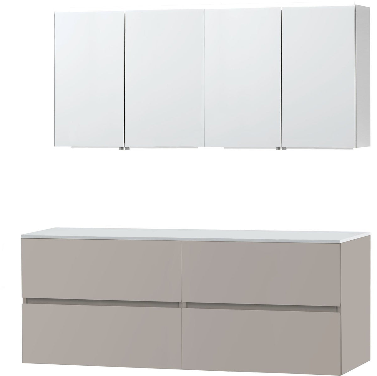 MEUBEL MOLTO GRIJS 160 VOOR OPBOUWLAVABO SOLID SPIEGELKAST