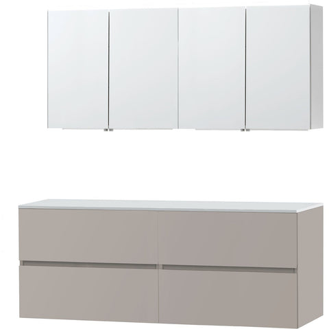 MEUBEL MOLTO GRIJS 160 VOOR OPBOUWLAVABO SOLID SPIEGELKAST