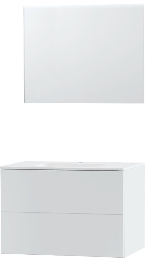Meubel puro Solo wit 90 kunstmarmer spiegel, badkamermeubelen — SKU DESCO-702325