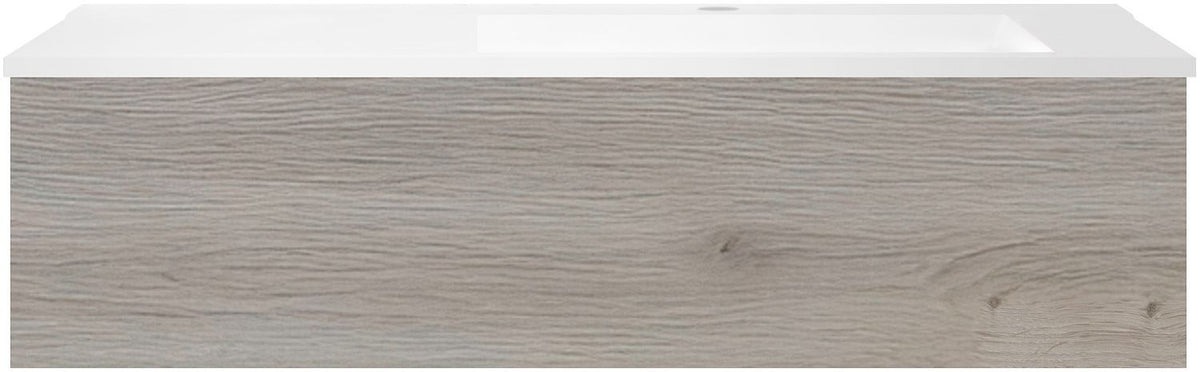 ONDERBOUW COFFEE 1 LADE 120 EIK DECOR ZILVER+WASTAFEL KUNSTMARMER RECHTS MAT WIT