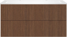 SOUS MEUBLE COFFEE 2 TIROIRS 120 NOYER SMARTLINE+LAVABO 2 TROUS ROBINET EN MARBRE SYNTHETIQUE BL.M