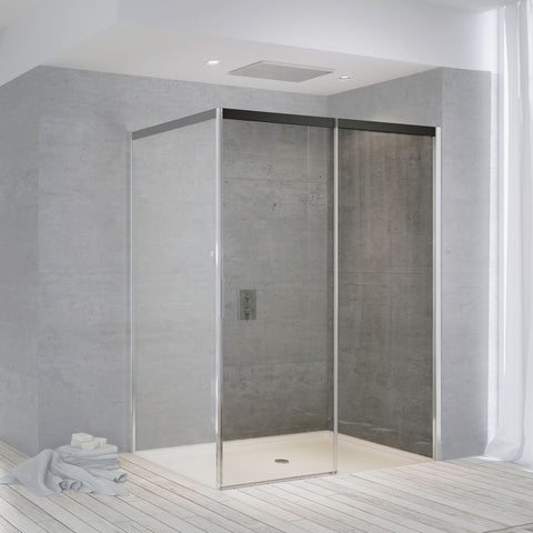 SCHUIFDEUR HOEK SUITE 1365-1390 H2000 RECHTS NANOTEC SOFTCLOSE ZWART-CHROOM/HELDER
