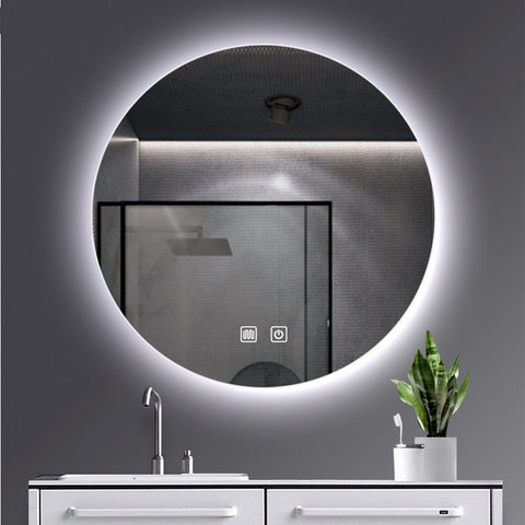 BELVIT LED-spiegel rond - 100 cm badkamerspiegel met geïntegreerde anti-condens verwarmingsfunctie & touchbediening, warm en koud licht, spiegels — SKU MB-27580-31113, EAN 5404029124504
