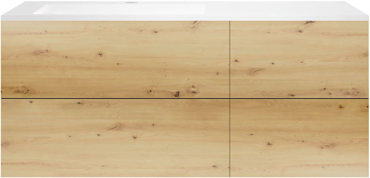 ONDERBOUW COFFEE 4 LADES 140 EIKEN  URBAN+WASTAFEL LINKS KUNSTMARMER MAT WIT