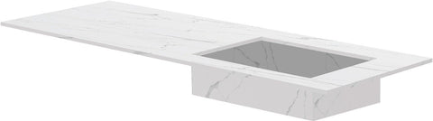 TABLET KERAMISCH MARMER PURO LAVABO S RECHTS B140 H1,2 ZONDER KRAANGAT WHITE CALACATTA