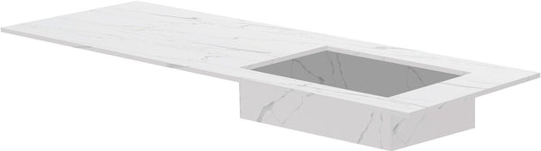 TABLET KERAMISCH MARMER PURO LAVABO S RECHTS B140 H1,2 ZONDER KRAANGAT WHITE CALACATTA