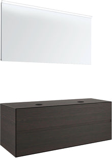 Meubel 2LADES+TABLET voor 2 opbouwlavabos tenso 140CM zonder kraangat wenge met spiegel