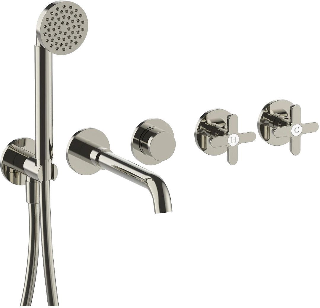 Afwerkset 5 gats mengkraan bad muur icona classic fantini polished nickel pvd