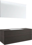 MEUBLE 2 TIROIRS+ LAVABO SOUS ENCASTRER CENTRAL TENSO 140CM SANS TROU ROBINET WENGE AVEC MIROIR