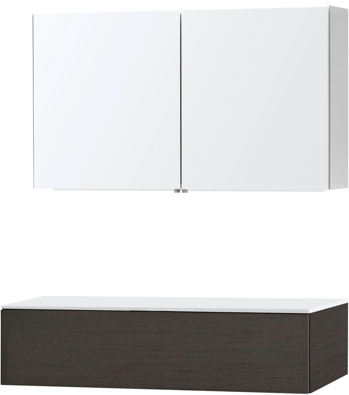 Meubel puro Solo wenge 120 1 lade Solid opbouw spiegelkast