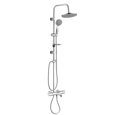Doucheset met Hansgrohe Ecostat 1001 CL badthermostaat en Belvit regendouche & handdouche chroom, douchekolommen & douchesets — SKU MB-29078-32704, EAN 5404029134800
