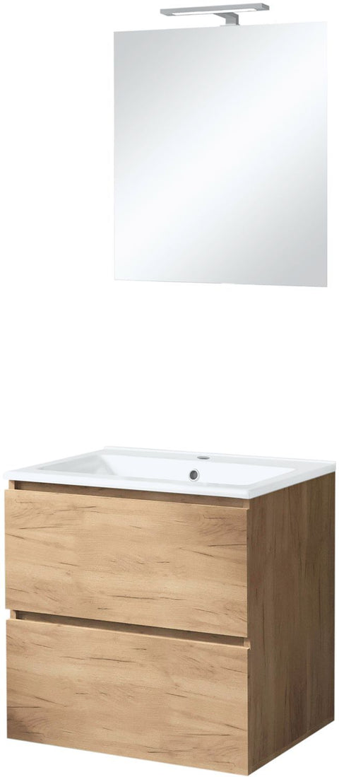 Meubel ice solo spiegel met verlichting 60cm eik grijs, badkamermeubelen — SKU DESCO-703989