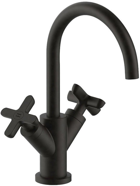 2GREEP MENGKRAAN LAVABO ICONA CLASSIC FANTINI ZONDER SLUITING SPRONG 160MM ZWART PVD