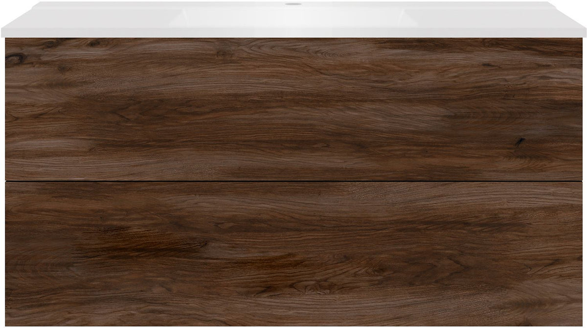 Onderbouw COFFEE 2 lades 120 notelaar Decor fluweel+wastafel wit