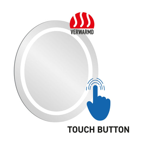 Aloni Omega LED spiegel rond frameloos 60 cm met apart inschakelbare verwarming, instelbare kleurtemperatuur 3500–6500 K, touchbediening, IP44, ideaal voor badkamer - Natuur, spiegels — SKU MB-15844-19371, EAN 5404024106642