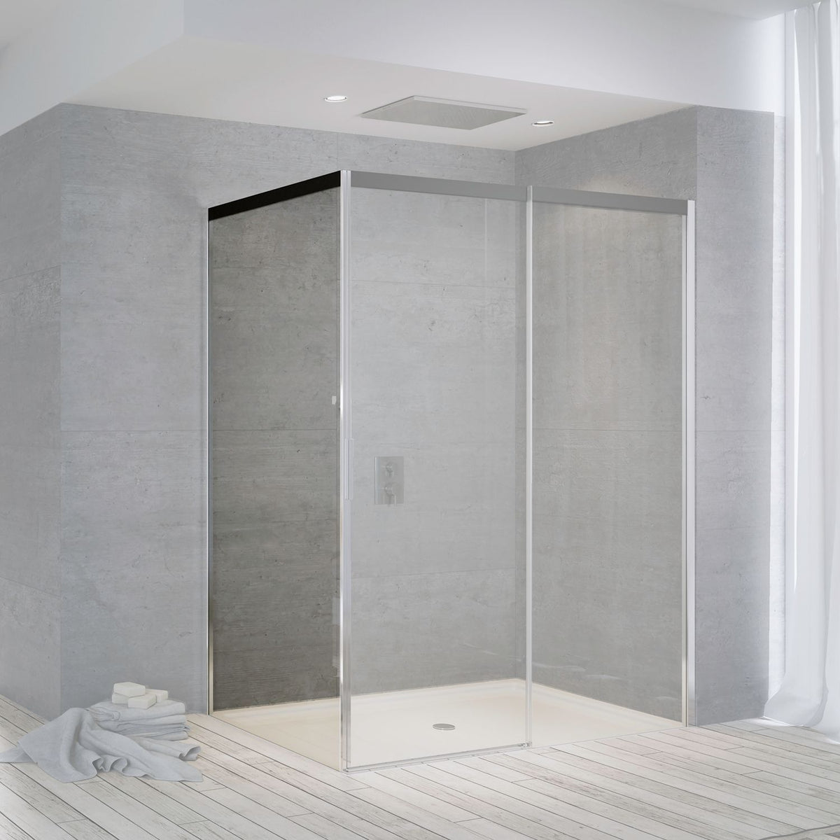 VAST PANEEL SCHUIFDEUR SUITE 965-990 H2000 RECHTS NANOTEC SOFTCLOSE HELDER/ZWART-CHROOM