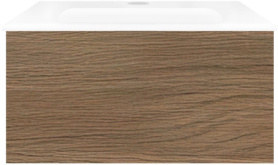 Onderbouw COFFEE 1 lade 60 eik caramel+wastafel porselein wit