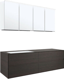 MEUBLE 4 TIROIRS+ LAVABO SOUS ENCASTRER GAUCHE TENSO 160CM SANS TROU ROBINET WENGE AVEC ARMOIRE TOILETTE