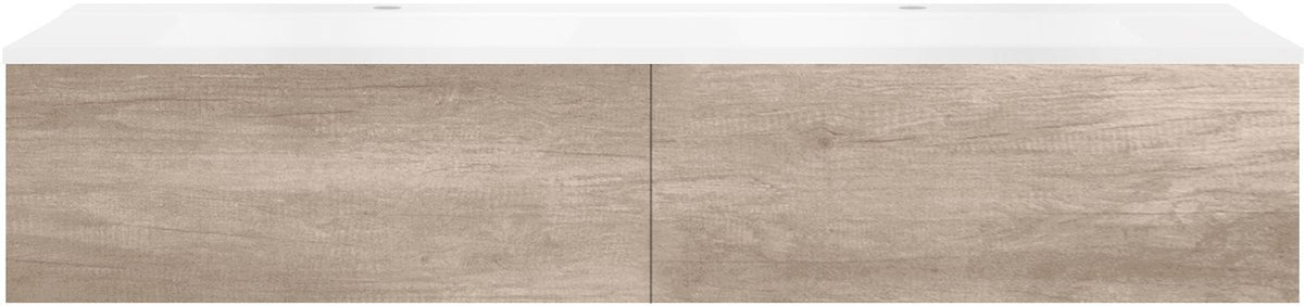 Onderbouw COFFEE 2 lades 160 duo eiken Decor flanel +dubbele wastafel wit