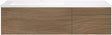 SOUS MEUBLE COFFEE 2 TIROIRS 120 CHENE CARAMELLE+LAVABO GAUCHE EN MARBRE SYNTHETIQUE BLANC MAT