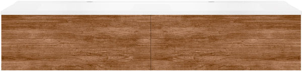 Onderbouw COFFEE 2 lades 160 duo teakhout Decor kaneel +dubbele wastafel mat wit