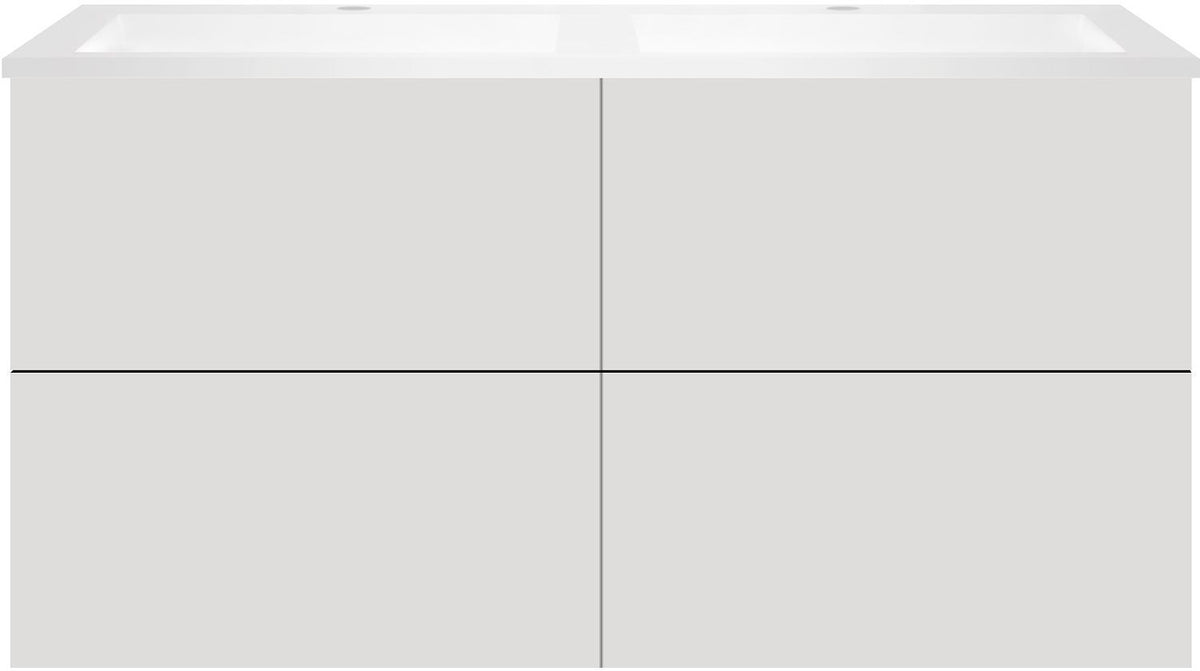 ONDERBOUW COFFEE 4 LADES 120 DUO FLUWEEL GRIJS MAT +DUBBELE WASTAFEL MAT WIT