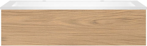 Onderbouw COFFEE 1 lade 120 eik klassiek + wastafel 2 kraangaten kunstmarmer mat wit