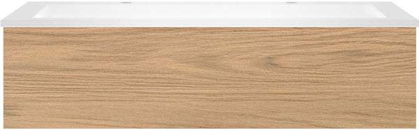 Onderbouw COFFEE 1 lade 120 eik klassiek + wastafel 2 kraangaten kunstmarmer mat wit