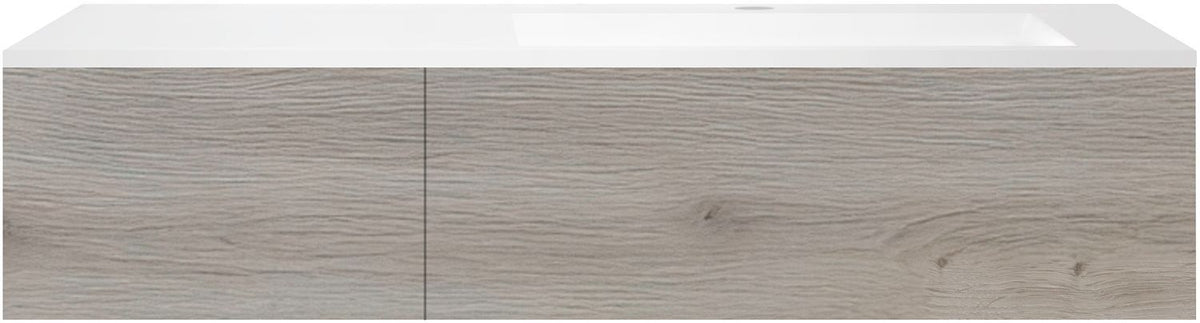 ONDERBOUW COFFEE 1 LADE 140 EIK DECOR ZILVER+WASTAFEL KUNSTMARMER RECHTS MAT WIT