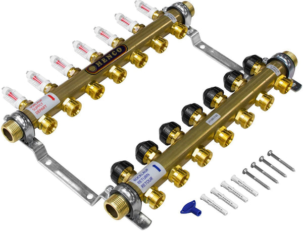 COLLECTEUR HENCO CHAUFFAGE SOL 4/4"M-7X3/4"EK AVEC DEBITMETRE
