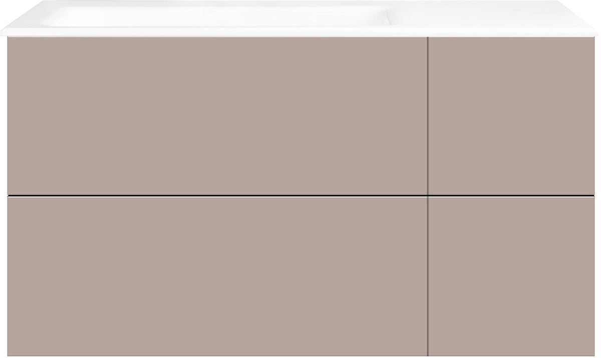 ONDERBOUW COFFEE 4 LADES 110 BASALTGRIJS MAT +WASTAFEL LINKS PORSELEIN ZONDER KRAANGAT WIT