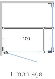 DRAAIDEUR MET ZIJDEEL+ZIJPANEEL HOEK CLOSE TOT 100CM H200CM SATIJN-MAT ZWART+ MONTAGE