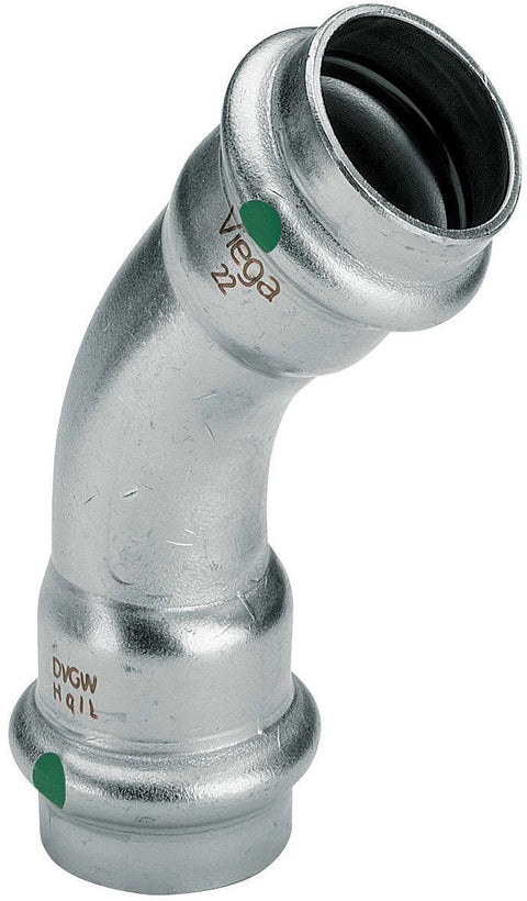 Elleboog 45°FF 15MM sanpress inox Viega