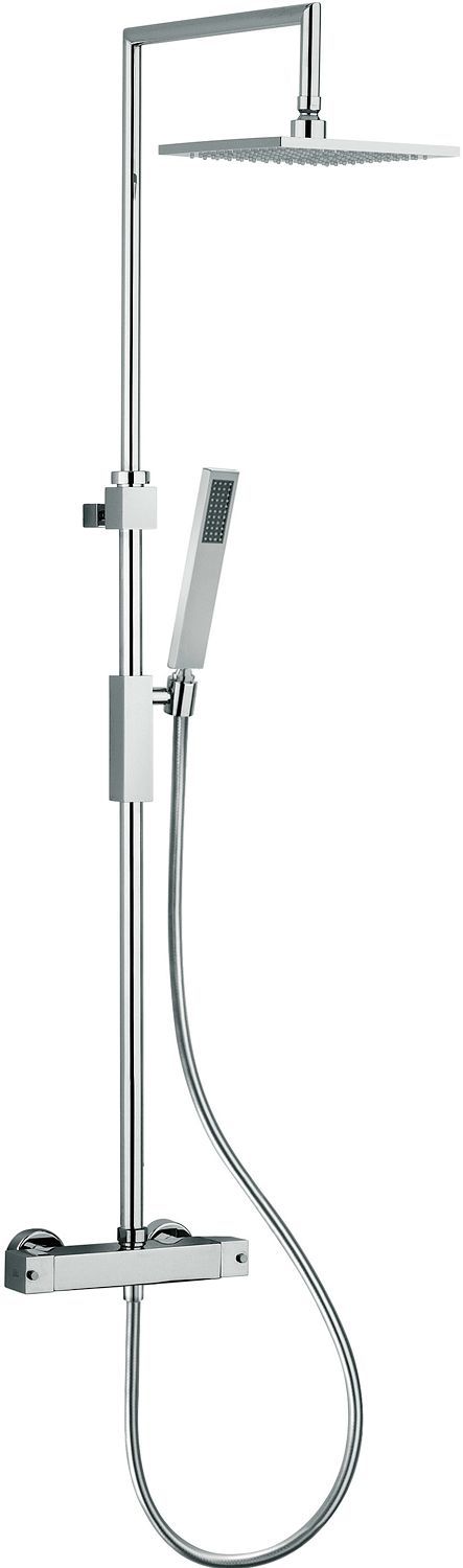 Douchezuil compleet met handdouche+hoofddouche+thermostaat paffoni elle/level chroom, verwerkingsartikelen — SKU DESCO-151239